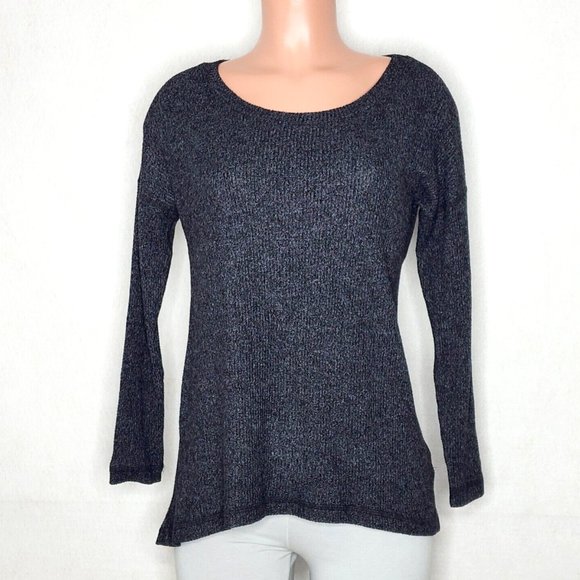 Soft Surroundings Soft Ribbed Knit Sweater Top Charcoal Gray 2AW32 - Picture 1 of 6